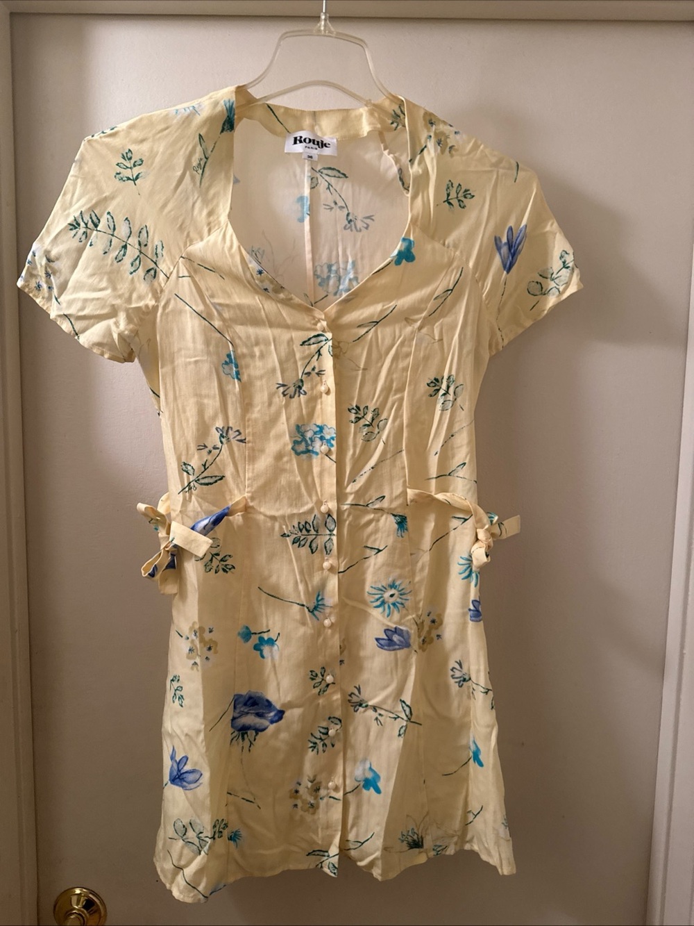 Rouje Renata Mini Dress Floral Button closure Size 38 usa s